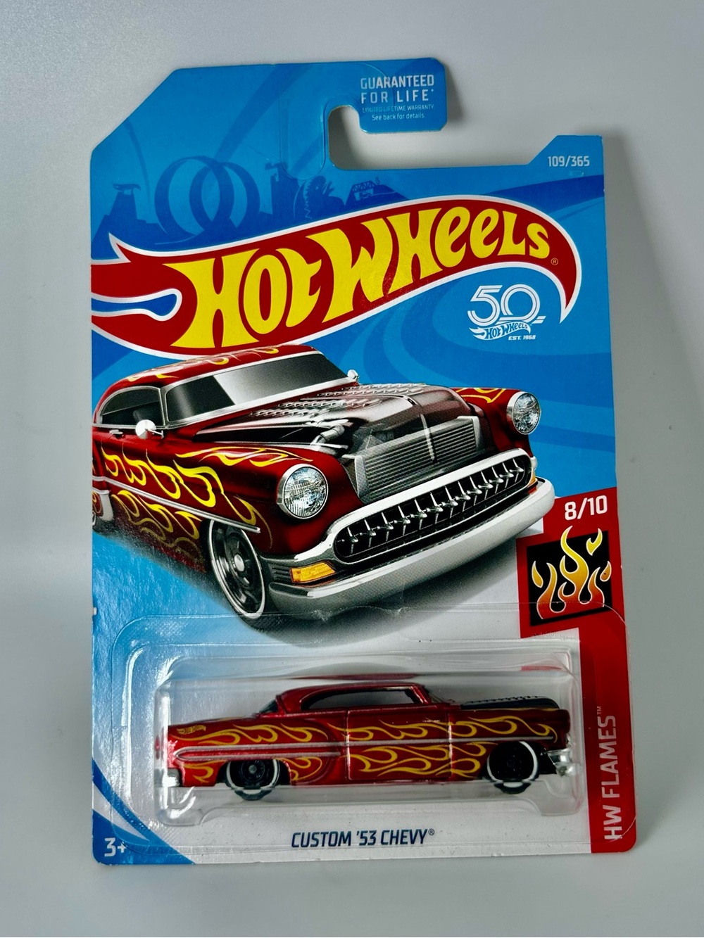 Hot Wheels HW Flames 8/10 2017 Red Custom '53 Chevy Car Maroon 109/365 NEW